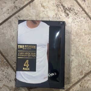True Religion Men's Black Crew Neck Tees - 4 Pack